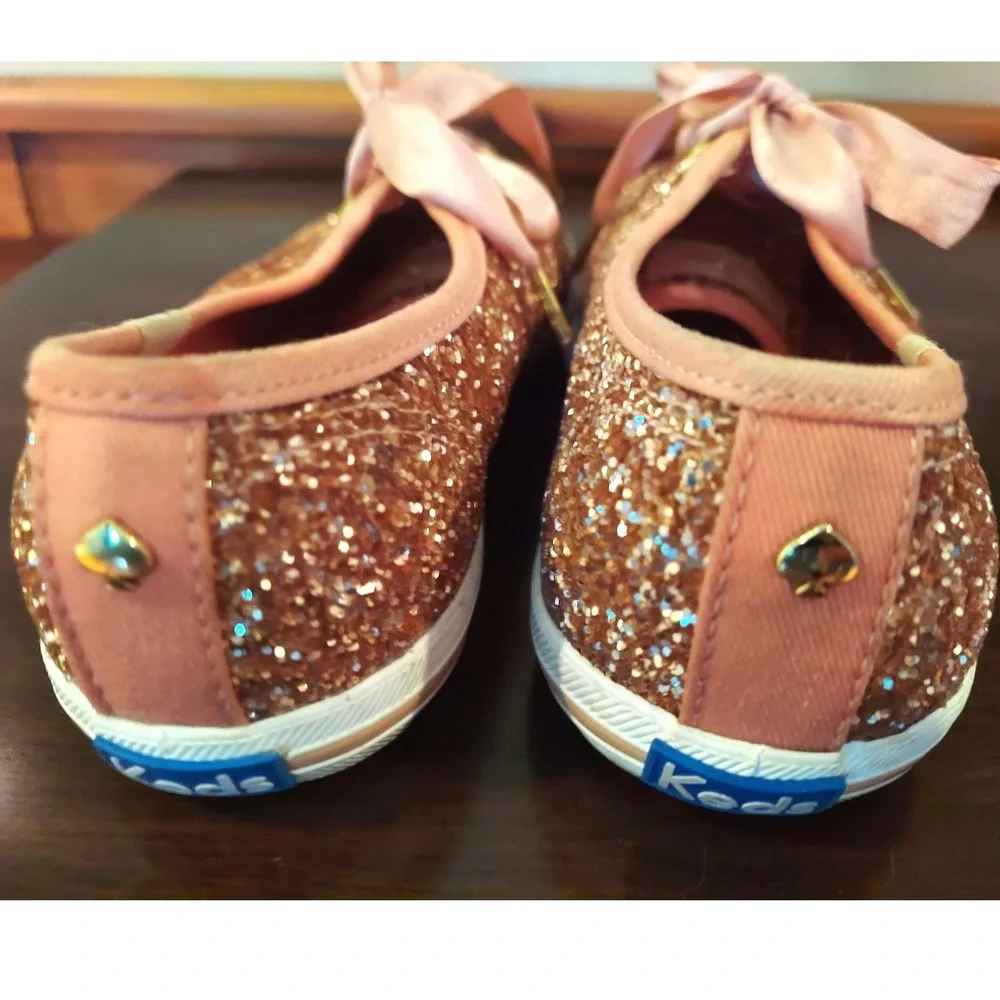 Keds x Kate Spade Fairycore Pink Rose Gold Sparkle Champion Sneakers Womens 6.5W